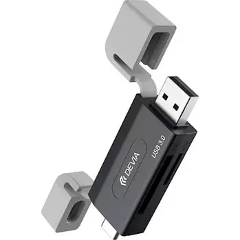 Příslušenství pro datový nosič Čtečka paměťových karet Devia EL240, 2v1 USB / USB-C 3.0, barva černá