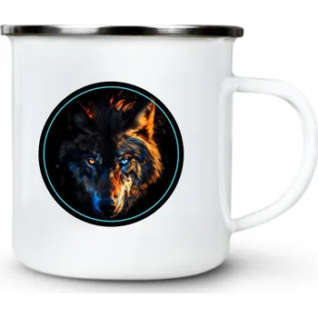 Vlk, oči - Plechový hrnek VELKÝ 400ml (500 ml po okraj) - 400 ml