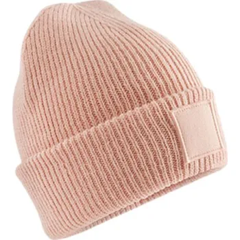 Čepice Beechfield Dětská zimní čepice s ohrnutím a decentní nášivkou pro potisk Barva: růžová pastelová CB336B