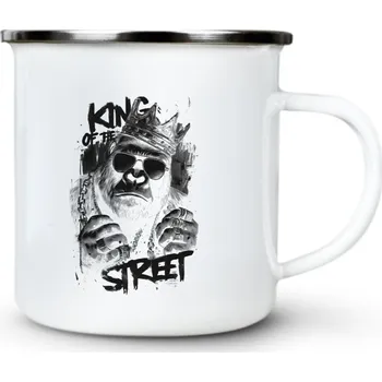 King of the Street, černý potisk - Plechový hrnek VELKÝ 400ml (500 ml po okraj) - 400 ml