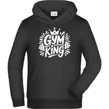 Pánské tričko Gym king, bilý potisk - Dětská mikina s kapucí - 140 cm