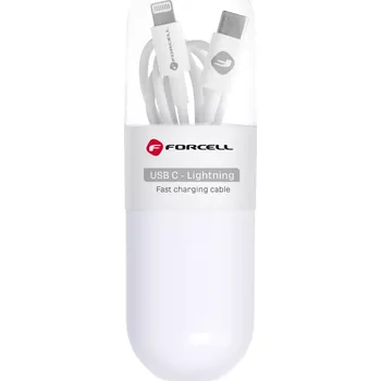 Datový kabel Kabel USB-C na Lightning Forcell F-Energy PD 27W Tube 1 m, bílý
