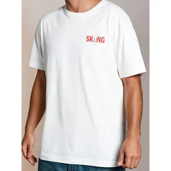 Sinsay - Bavlněné oversize tričko s potiskem - krémová - 883GP-01X - 883GP-01X-2XL