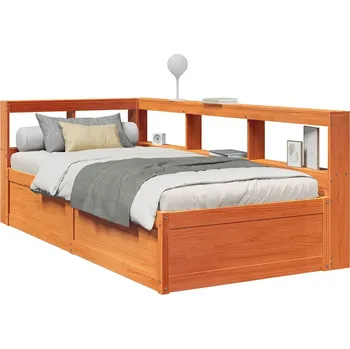 Ložnice zahrada-XL Postel s knihovnou bez matrace hnědá 75x190 cm masivní borovice 3324486