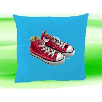 Dekorativní polštářek Polštářek červené tenisky 35x35 cm tyrkysový (polštář s teniskami 35x35 cm )