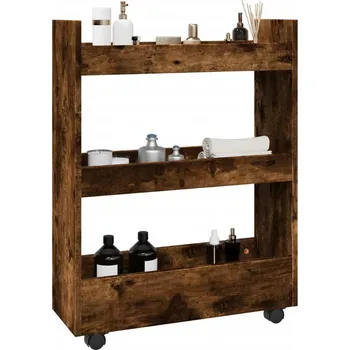 vidaXL Úzký úložný vozík 3patrový kompozitní dřevo [855253] Barva: kouřový dub