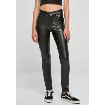 Dámské kalhoty Ladies Mid Waist Synthetic Leather Pants - brown 27