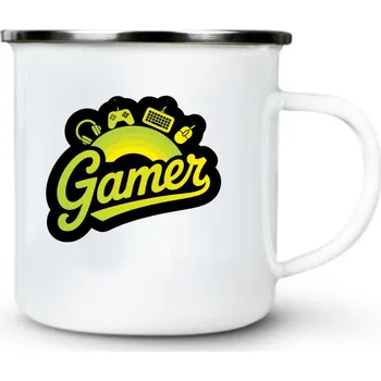 Gamer, V2 - Plechový hrnek VELKÝ 400ml (500 ml po okraj) - 400 ml