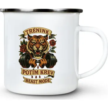 Trenink, potím krev, beast mode - Plechový hrnek VELKÝ 400ml (500 ml po okraj) - 400 ml