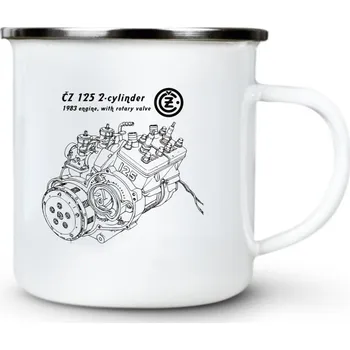 Pánské oblečení ČZ 125 2-cylinder 1983 engine, with rotary valve, černý - Plechový hrnek VELKÝ 400ml (500 ml po okraj) - 400 ml