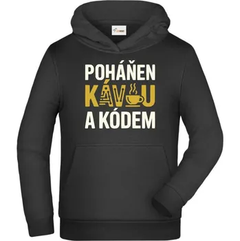 Pánské tričko Poháněn kávou a kódem - Dětská mikina s kapucí - 164 cm