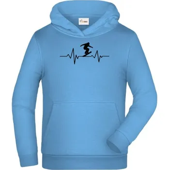 Pánské tričko EKG, snowboard, černý tisk - Dětská mikina s kapucí - 164 cm