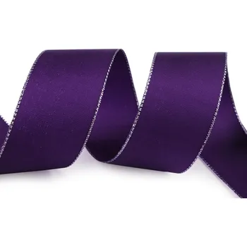 Stuha Stuha taftová s lurexem šíře 40 mm Varianta: 515 fialová purpura stříbrná, Balení: 10 m