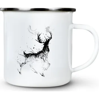 Ledový jelen, V2, černý potisk - Plechový hrnek VELKÝ 400ml (500 ml po okraj) - 400 ml