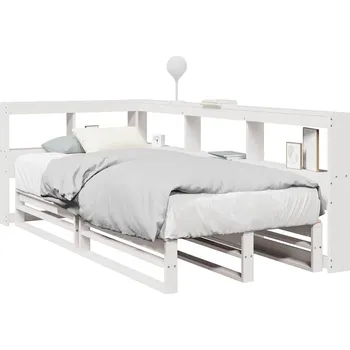 Ložnice zahrada-XL Postel s knihovnou bez matrace bílá 90x190 cm masivní borovice 3324521