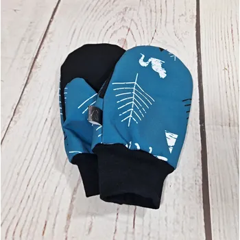 Rukavice Yháček Softshellové rukavice s merinem, Lesní zvěř na petrolejové Velikost:: M