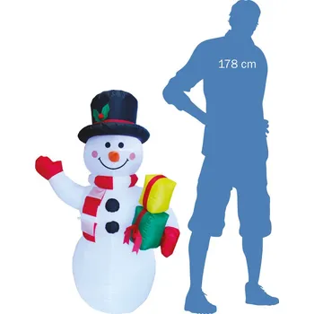 Vánoční dekorace Nafukovací svítící sněhulák s dárky 124 cm