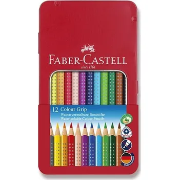 Pastelka Faber - Castell Pastelky trojhranné Grip 2001 - plechová krabička 12 ks