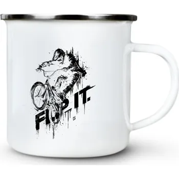 Flip it! Černý potisk - Plechový hrnek VELKÝ 400ml (500 ml po okraj) - 400 ml