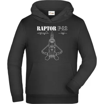 Pánské tričko Raptor F22 - Dětská mikina s kapucí - 140 cm