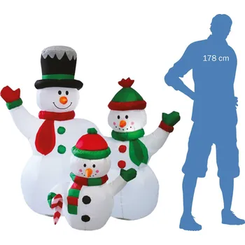 Vánoce Nafukovací svítící rodina sněhuláků 153 cm