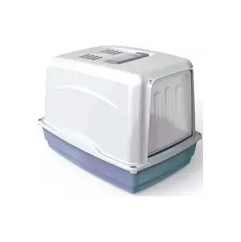 Toaleta pro kočku WC kočka Vicky kryté s filtrem, 54x39x39cm-modrá