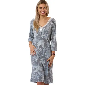 Dámské noční prádlo Dámská noční košilka šedá s mandalami pro plnoštíhlé ženy 1D1770 šedá 4xl