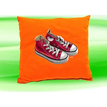 Dekorativní polštářek Polštářek červené tenisky 35x35 cm oranžový (polštář s teniskami 35x35 cm )