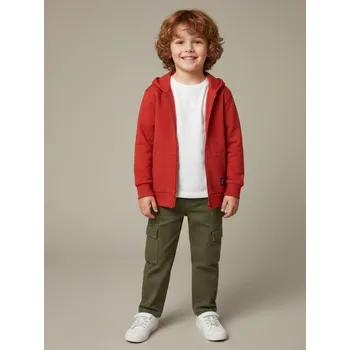 Chlapecké oblečení Sinsay - Oversize mikina na zip s kapucí - karmínová - 875GE-92X - 875GE-92X-122