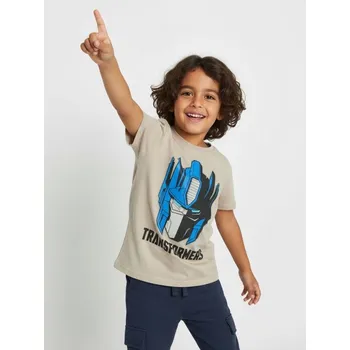 Chlapecká mikina Sinsay - Bavlněná košilka s potiskem Transformers - béžová - 686GJ-02X - 686GJ-02X-116