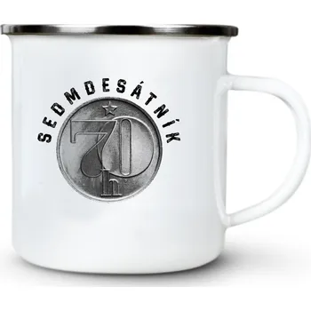 Pánské oblečení Sedmdesátník, ideální dárek k narozeninám - Plechový hrnek VELKÝ 400ml (500 ml po okraj) - 400 ml