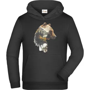 Pánské tričko Medvěd v horách, V2 - Dětská mikina s kapucí - 140 cm