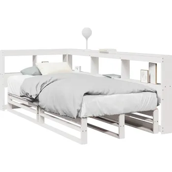 Ložnice zahrada-XL Postel s knihovnou bez matrace bílá 90x200 cm masivní borovice 3324509
