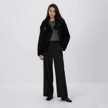 Reserved - Široké kalhoty s pukem - tmavě šedá - 965BU-90M - 965BU-90M-XXL