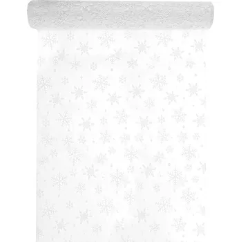 Party dekorace Santex Šerpa na stůl sněhové vločky bílá 27cm x 5m