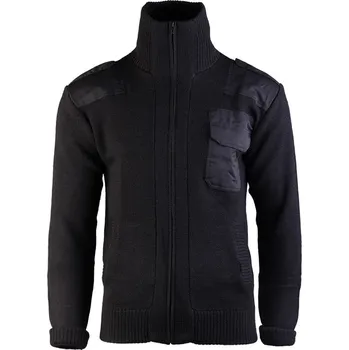 Pánská mikina MIL-TEC svetr vlněný dlouhý zip s kapsou ČERNÝ vel.56