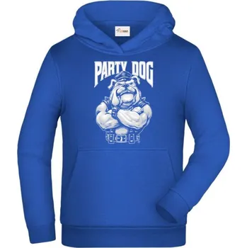 Pánské tričko Party dog šéf, bílý potisk - Dětská mikina s kapucí - 140 cm