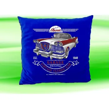 Dekorativní polštářek Polštář vintage classic car modrý (Polštářek 35x35 cm veterán car)