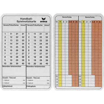 Sportovní batoh Poznámkový blok Erima SPIELNOTIZKARTEN HANDBALL 724502 Velikost 1