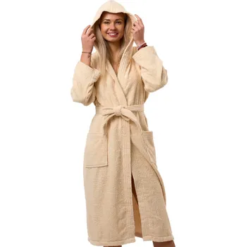 Dámský župan Dámský župan, froté bavlna, béžový, s kapucí a páskem 1ZF3094 béžová xxxl
