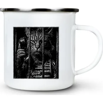 Kočka zabiják v base - Plechový hrnek VELKÝ 400ml (500 ml po okraj) - 400 ml