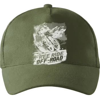 Pánské tričko FREE RIDE. Enduro, Motocross, bílý potisk - Kšiltovka, čepice 5P - nastavitelná