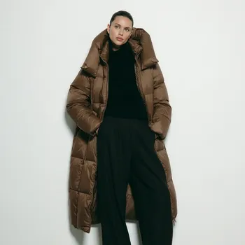 Dámský kabát Reserved - Péřová bunda s kapucí - hnědá - 769HD-88X - 769HD-88X-L