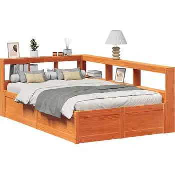 Postel zahrada-XL Postel s knihovnou bez matrace hnědá 120x200 cm masiv borovice 3324465