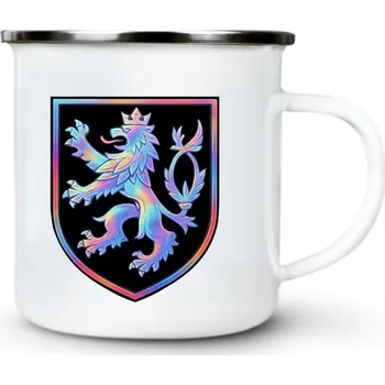 Pánské oblečení Český lev v duhových barvách - Plechový hrnek VELKÝ 400ml (500 ml po okraj) - 400 ml