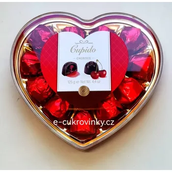 Bonboniéra Višně v likéru CUPIDO 125 g CHERISES - srdce (belgické pralinky s višní v alkoholu)