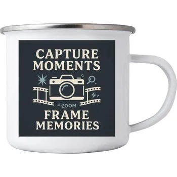 Bílý plechový hrnek 380ml s obrázkem - capture moments