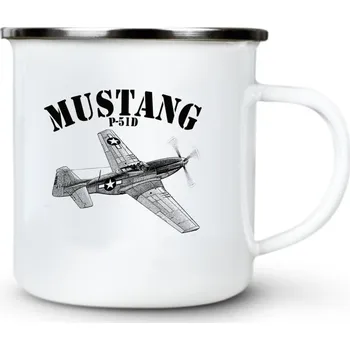 Pánské oblečení Mustang P-51, V2 - Plechový hrnek VELKÝ 400ml (500 ml po okraj) - 400 ml