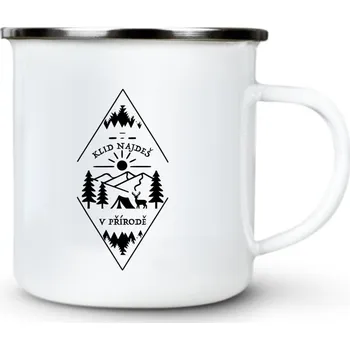 Klid najdeš v přírodě, černý tisk - Plechový hrnek VELKÝ 400ml (500 ml po okraj) - 400 ml