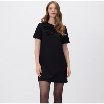 Dámské šaty Reserved - Šaty s květinovou aplikací - černý - 652HS-99X - 652HS-99X-XL